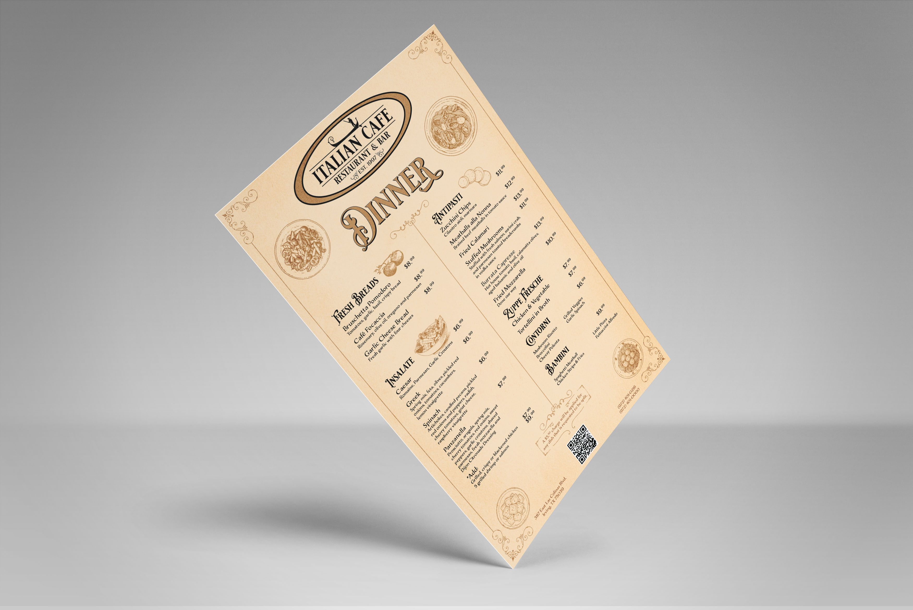 Dinner Menu Side A