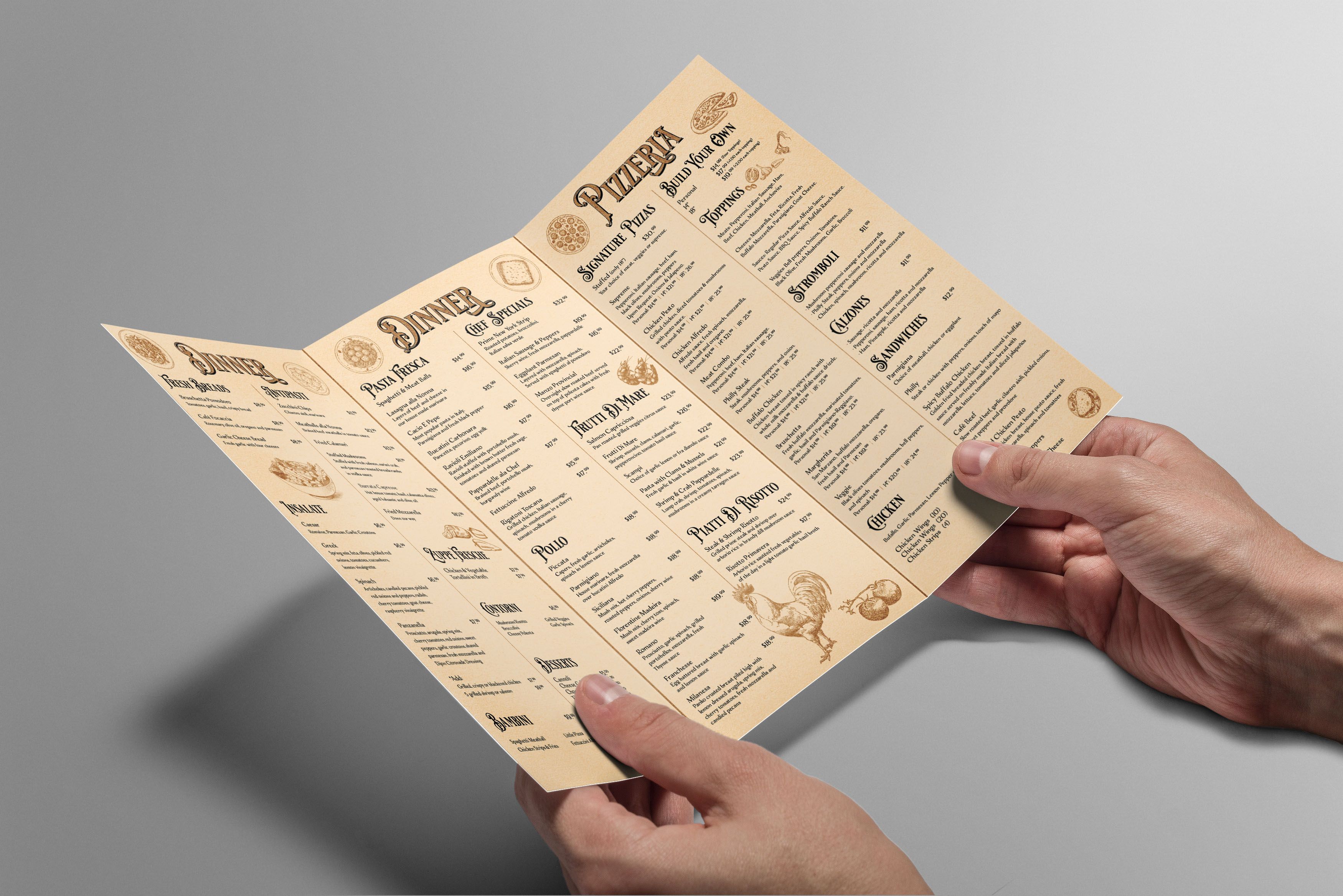 Tri-Fold Take Out Menu