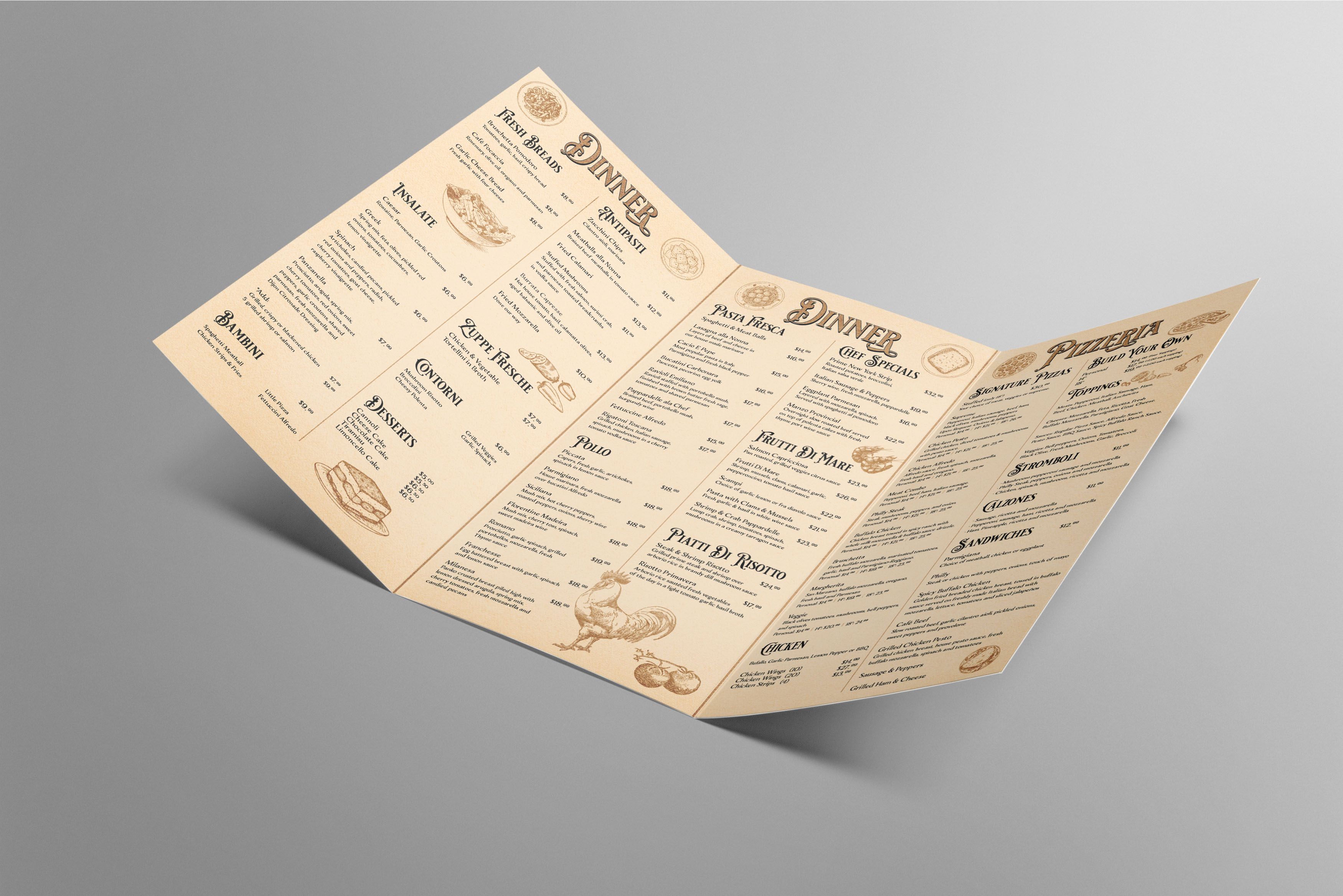 Tri-Fold Take Out Menu