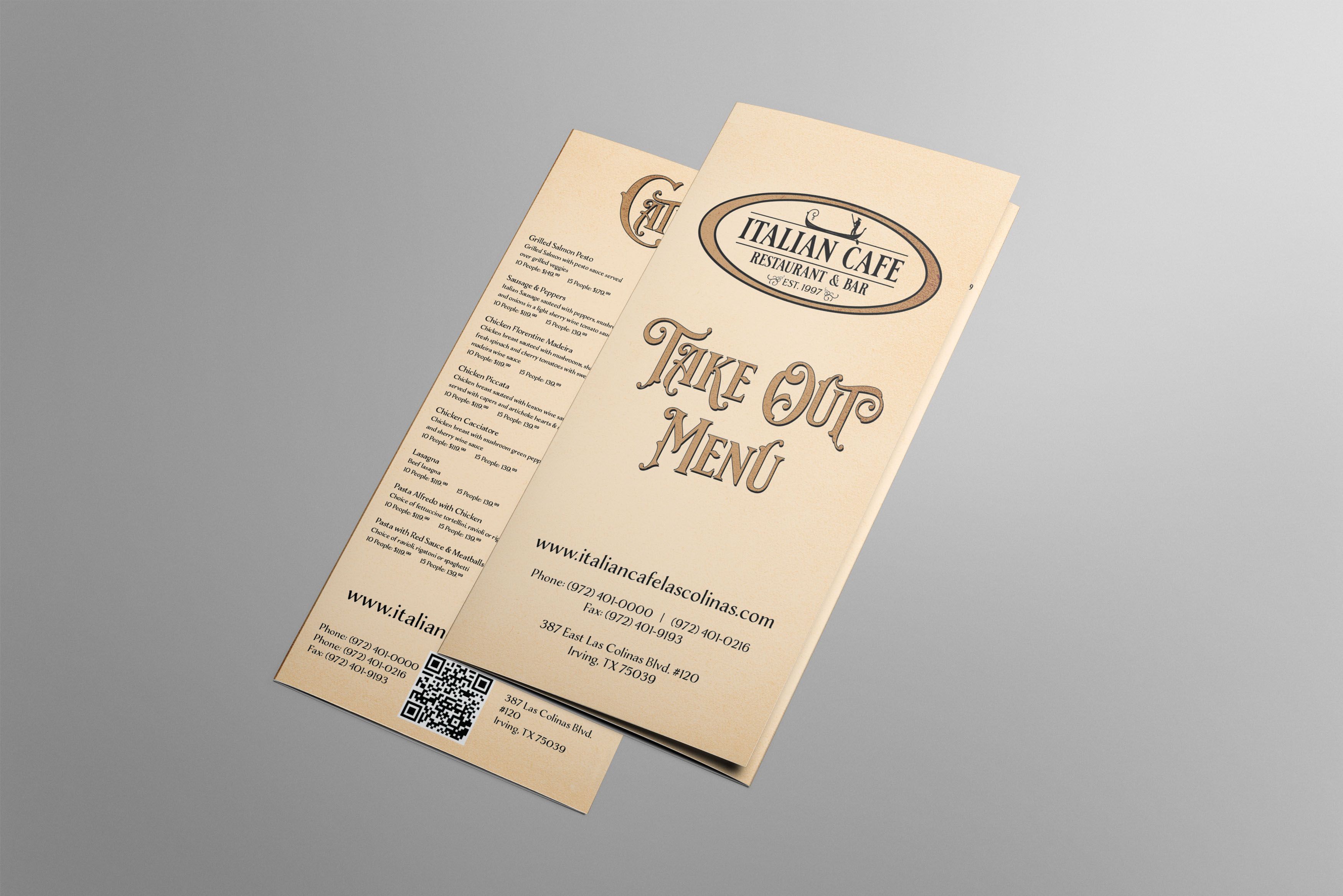 Tri-Fold Take Out Menu