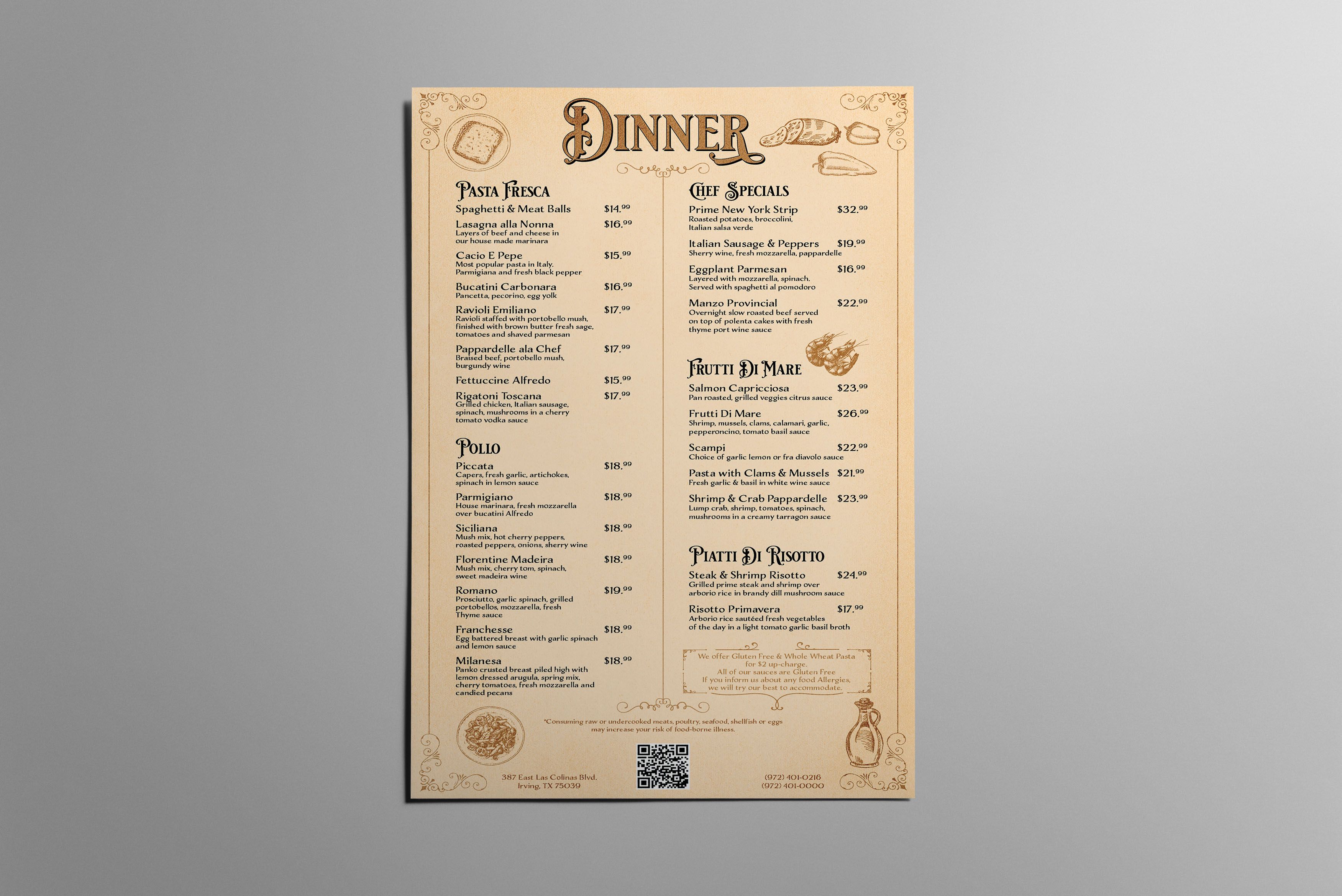 Dinner Menu (Side B)