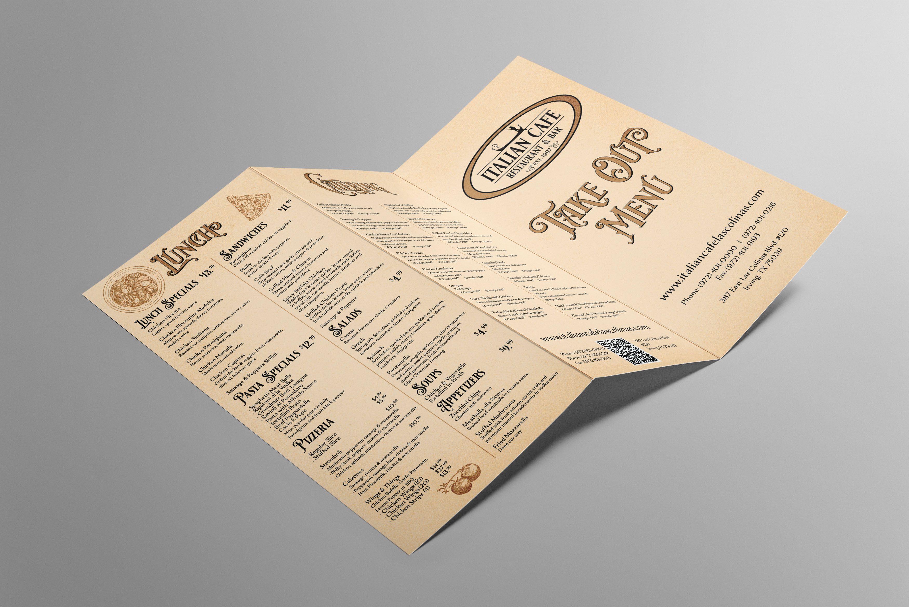 Tri-Fold Take Out Menu